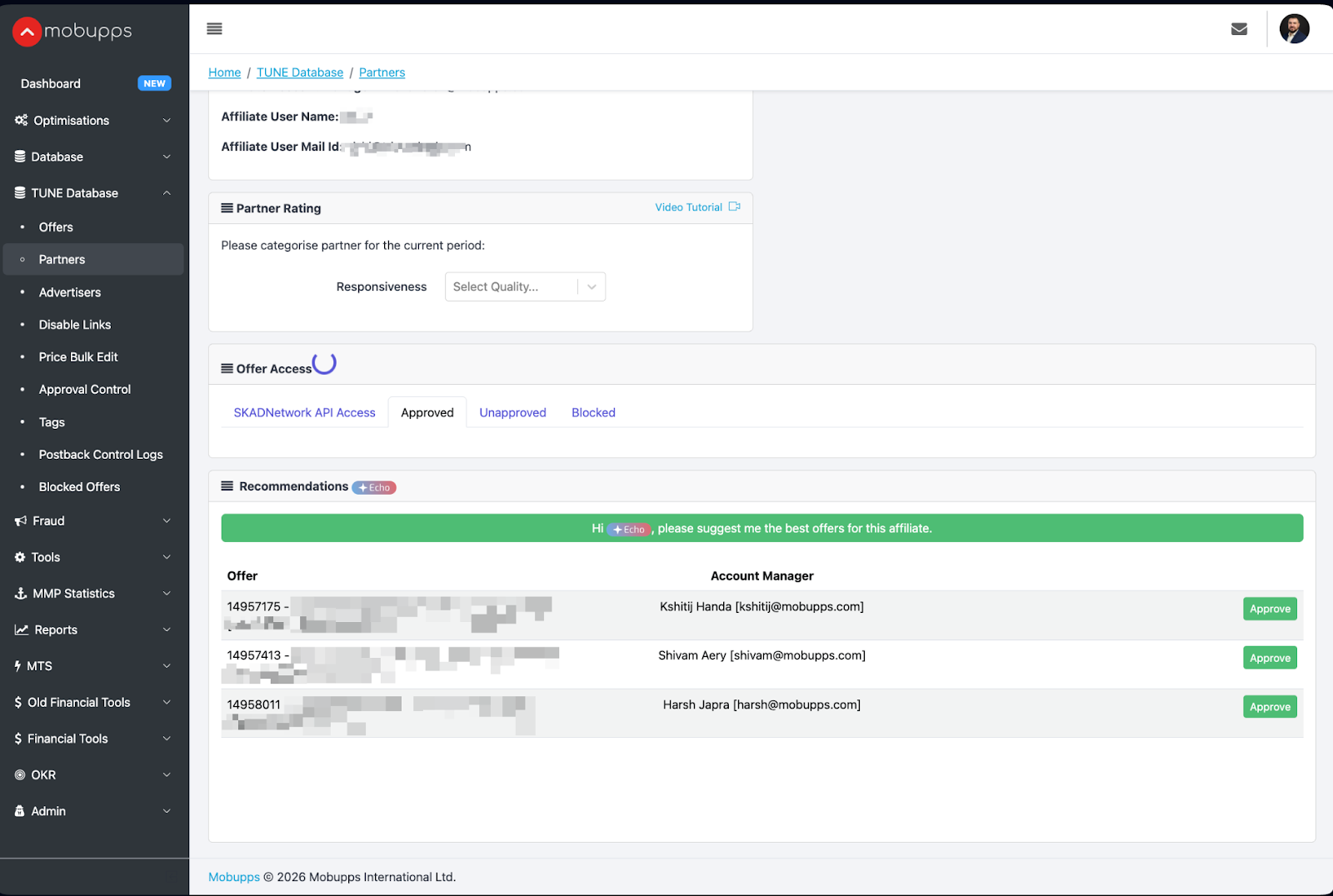 Publisher dashboard screenshot